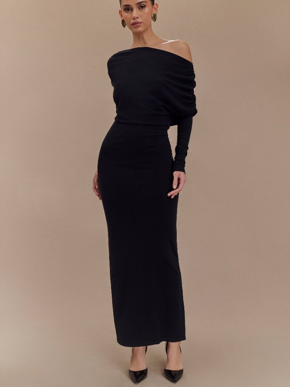 Meshki Jessie Cowl Neck Knit Midi Dress